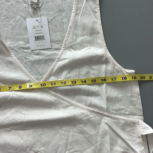 New Andie Swim The Cacela Wrap Dress Linen Blend in Coconut Size L - Picture 8 of 9